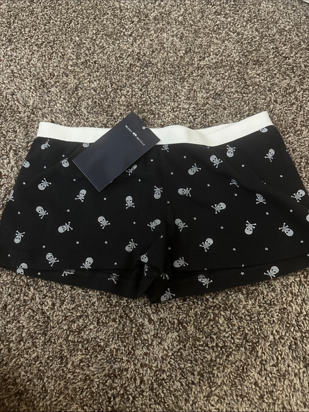 Brandy Melville Black Skull boxer Shorts